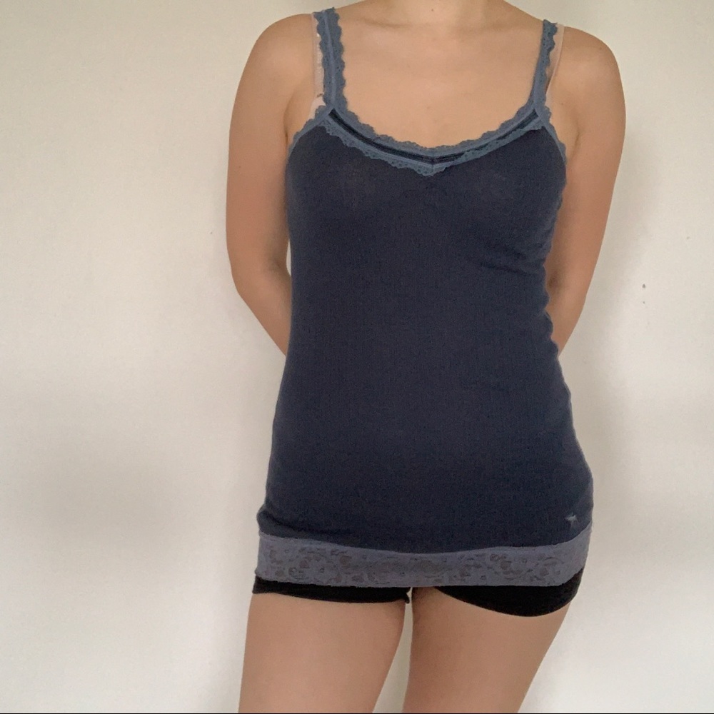 🍍 Abercrombie & Fitch navy lace trim tank size S